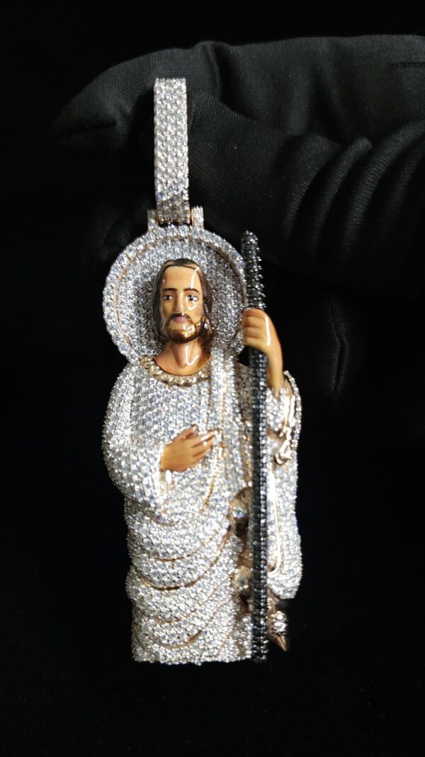 Divine Grace The Jesus Pendant Made In 14/10 KT Gold Studded With VVS Moissanite Diamonds For The Gift On Christmas Or Religious Events