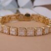 Chic and Classic Baguette Bracelet Embellished With VVS Moissanite Diamonds Made In 10 KT/14KTGold With Vintage Look For Anniversary Gift
