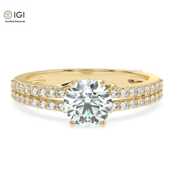 Trendy Engagement Wedding Solitaire Women's Ring Made in 18kt Gold Studded With VVS Lab Grown Diamonds, Gift, Luxury Jewelry, Custom Ring