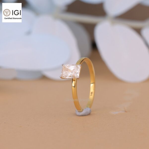 Radiant Cut Solitaire Women's Ring in 18kt Gold Studded With VVS Lab Grown Diamond, Custom Engagement Wedding Ring, Certified Ring, Gift
