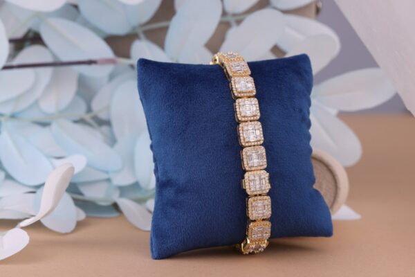 Chic and Classic Baguette Bracelet Embellished With VVS Moissanite Diamonds Made In 10 KT/14KTGold With Vintage Look For Anniversary Gift