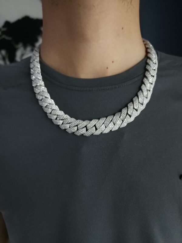 16 "Miami Iced Out Cuban Chain Made In 925 Sterling Silver Embellished With Moissanite Diamond And Cubic Zirconia Showcase The Lavish Look