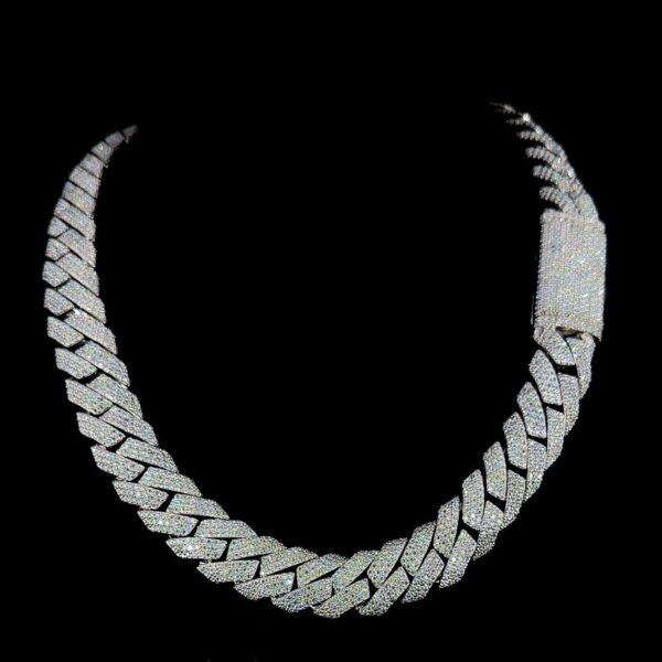 16 "Miami Iced Out Cuban Chain Made In 925 Sterling Silver Embellished With Moissanite Diamond And Cubic Zirconia Showcase The Lavish Look