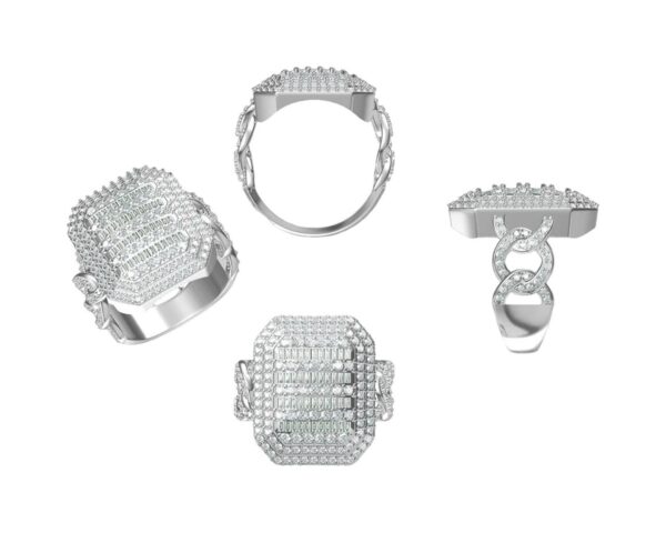 HipHop Style Fully Iced Out Ring Made In 925 Sterling Silver Embellished With Shinny VVS Moissanite Diamonds For Anniversary Gift