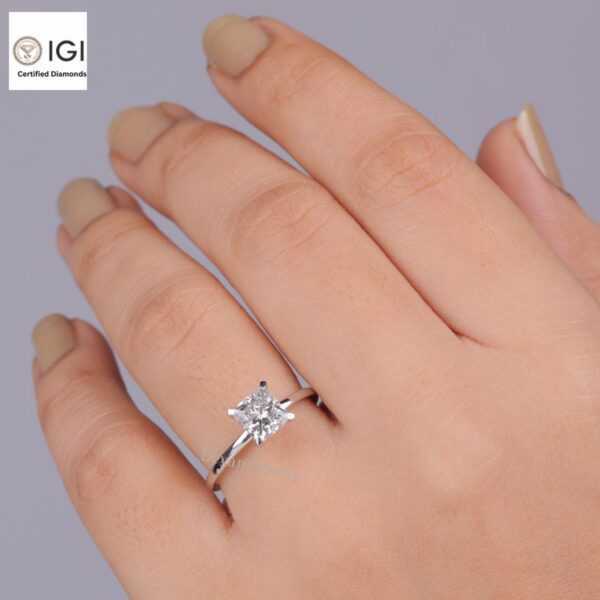 Princess Cut Solitaire Women's Ring in 18kt Gold Studded With VVS Lab Grown Diamond, Custom Engagement Wedding Ring, Certified Ring, Gift