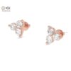 Three Stone Women's Screw Back Certified Earring in 18kt Gold Studded With VVS Lab Grown Diamond, Custom Earring, Trendy Jewelry, Gift, Sale