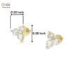 Three Stone Women's Screw Back Certified Earring in 18kt Gold Studded With VVS Lab Grown Diamond, Custom Earring, Trendy Jewelry, Gift, Sale