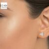 Three Stone Women's Screw Back Certified Earring in 18kt Gold Studded With VVS Lab Grown Diamond, Custom Earring, Trendy Jewelry, Gift, Sale
