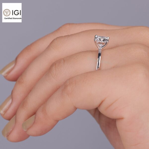 Cushion Cut Solitaire Women's Ring in 18kt Gold Studded With VVS Lab Grown Diamond, Custom Engagement Wedding Ring, Certified Ring, Gift