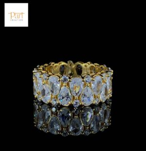 Luminous Charm Pear Diamond Ring Made In 18 / 14 / 10KT Gold Embellished With Shinny Moissanite Diamond For The Wedding And Anniversary Gift
