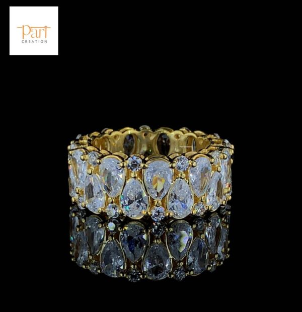 Luminous Charm Pear Diamond Ring Made In 18 / 14 / 10KT Gold Embellished With Shinny Moissanite Diamond For The Wedding And Anniversary Gift