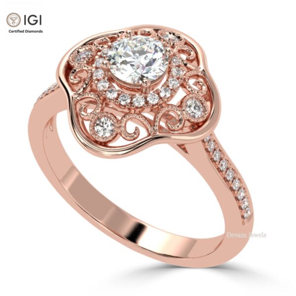 Antique Engagement Wedding Solitaire Women's Ring Made in 18kt Gold Studded With VVS Lab Grown Diamonds, Gift, Luxury Jewelry, Custom Ring