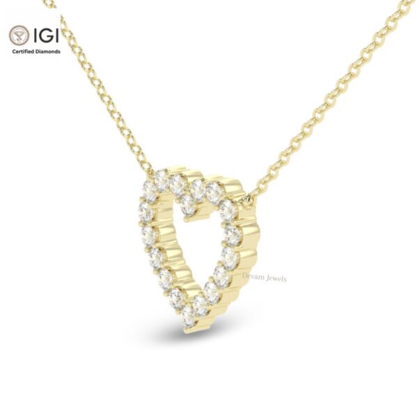 0.5 CT Heart Pendant For Women's in 18KT Gold Studded With 18 VVS Lab Grown Certified Diamond With Chain, Love Pendant, Anniversary Gift