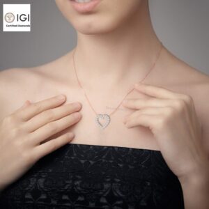 0.5 CT Heart Pendant For Women's in 18KT Gold Studded With 18 VVS Lab Grown Certified Diamond With Chain, Love Pendant, Anniversary Gift