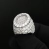 Shine Bright With Our Iced-Out Oval Ring Featuring Moissanite / Baguette Diamonds Made In 925 Sterling Silver With Royal And Wealthy Look