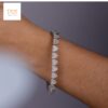 Ethereal Love Golden Heart Link Bracelet With 14 KT / 10 KT Gold And Shinny Moissanite Diamond For The Special One As An Anniversary Gift