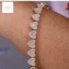 Ethereal Love Golden Heart Link Bracelet With 14 KT / 10 KT Gold And Shinny Moissanite Diamond For The Special One As An Anniversary Gift
