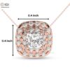 Cushion Square Pendant For Women's in 18KT Gold Studded With VVS Lab Grown Certified Diamond, Delicate Pendant, Anniversary/Birthday Gift