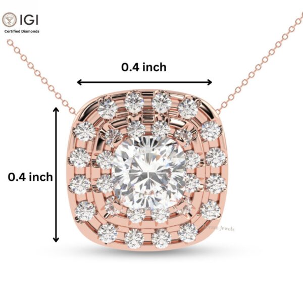 Cushion Square Pendant For Women's in 18KT Gold Studded With VVS Lab Grown Certified Diamond, Delicate Pendant, Anniversary/Birthday Gift