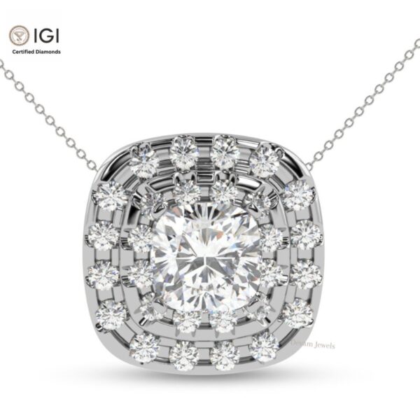 Cushion Square Pendant For Women's in 18KT Gold Studded With VVS Lab Grown Certified Diamond, Delicate Pendant, Anniversary/Birthday Gift