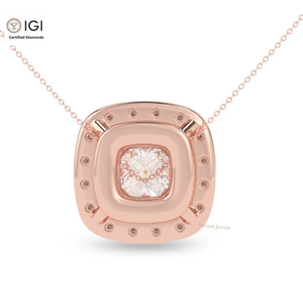 Cushion Square Pendant For Women's in 18KT Gold Studded With VVS Lab Grown Certified Diamond, Delicate Pendant, Anniversary/Birthday Gift