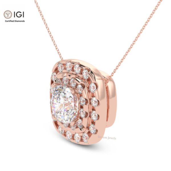 Cushion Square Pendant For Women's in 18KT Gold Studded With VVS Lab Grown Certified Diamond, Delicate Pendant, Anniversary/Birthday Gift