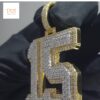 Golden Numbers 2"Long & 2"Wide Made With 14 KT Gold/10 KT Gold Embellished With Moissanite Diamonds Available In Single / Double Digit Both.