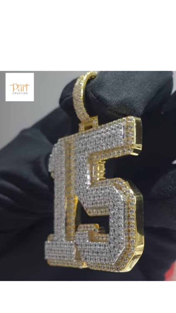 Golden Numbers 2"Long & 2"Wide Made With 14 KT Gold/10 KT Gold Embellished With Moissanite Diamonds Available In Single / Double Digit Both.