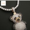 Beautiful Iced out 3D Teddy Pendant in 925 Sterling Silver Embellished with Shiny Moissanite Stone For The Birthday Gift / Anniversary Gift