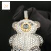 Beautiful Iced out 3D Teddy Pendant in 925 Sterling Silver Embellished with Shiny Moissanite Stone For The Birthday Gift / Anniversary Gift