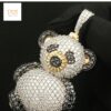 Beautiful Iced out 3D Teddy Pendant in 925 Sterling Silver Embellished with Shiny Moissanite Stone For The Birthday Gift / Anniversary Gift