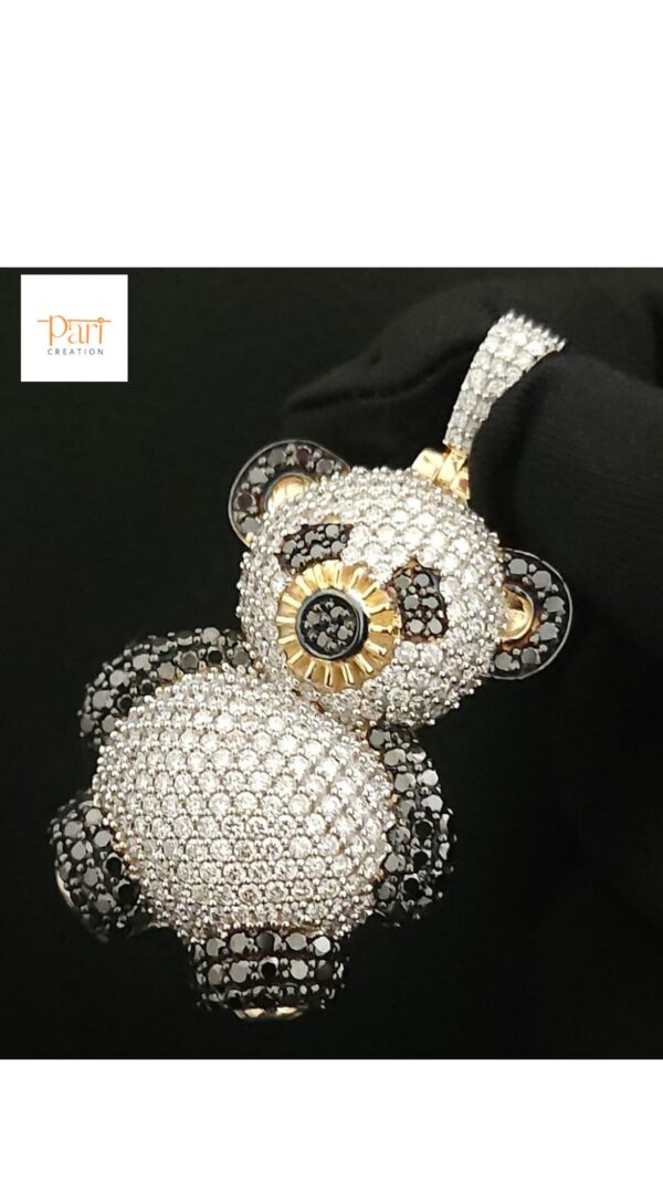 Beautiful Iced out 3D Teddy Pendant in 925 Sterling Silver Embellished with Shiny Moissanite Stone For The Birthday Gift / Anniversary Gift