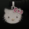 Adorable Iced Out Kitty Pendants Made In 925 Sterling Silver Embellished With Shinny Moissanite Diamonds For The Gift To Cat Lovers