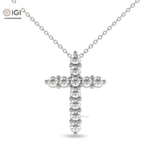 Jesus Cross Unisex Pendant Made in 18KT Gold Studded With VVS Lab Grown Certified Diamond, Christmas Gift, Religious Pendant, Custom Pendant