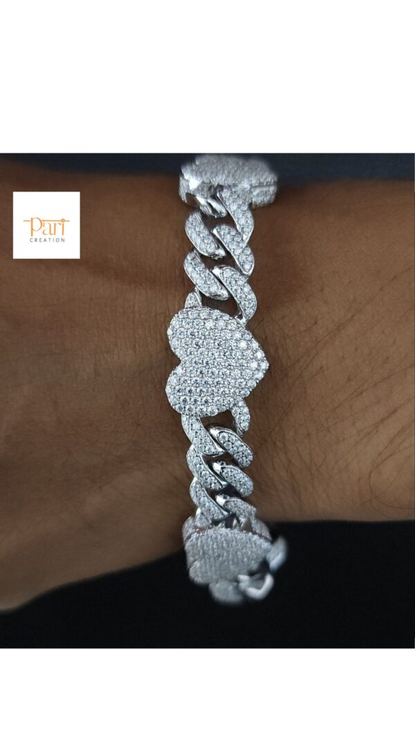 Iced Out Heart Cuban Link Bracelet Made in 925Sterling Silver Studded with Moissanite Stone To The Special One For Anniversary/Birthday Gift