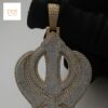 Iced out 3D Two Tone Khanda Pendant in 925 Sterling Silver Embellished With VVS Moissanite Diamonds, Sikh Religious Pendant Style, Gift