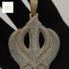 Iced out 3D Two Tone Khanda Pendant in 925 Sterling Silver Embellished With VVS Moissanite Diamonds, Sikh Religious Pendant Style, Gift