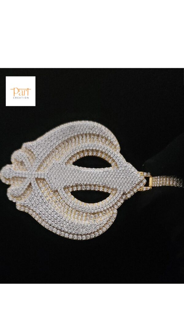 Iced out 3D Two Tone Khanda Pendant in 925 Sterling Silver Embellished With VVS Moissanite Diamonds, Sikh Religious Pendant Style, Gift
