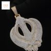 Iced out 3D Two Tone Khanda Pendant in 925 Sterling Silver Embellished With VVS Moissanite Diamonds, Sikh Religious Pendant Style, Gift
