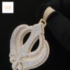 Iced out 3D Two Tone Khanda Pendant in 925 Sterling Silver Embellished With VVS Moissanite Diamonds, Sikh Religious Pendant Style, Gift