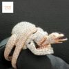 3D Skull Face Snake Ring Made in 925 Sterling Silver Studded with VVS Colorless Moissanite Stone, Unisex Ring, Hip Hop Ring, Unique Style