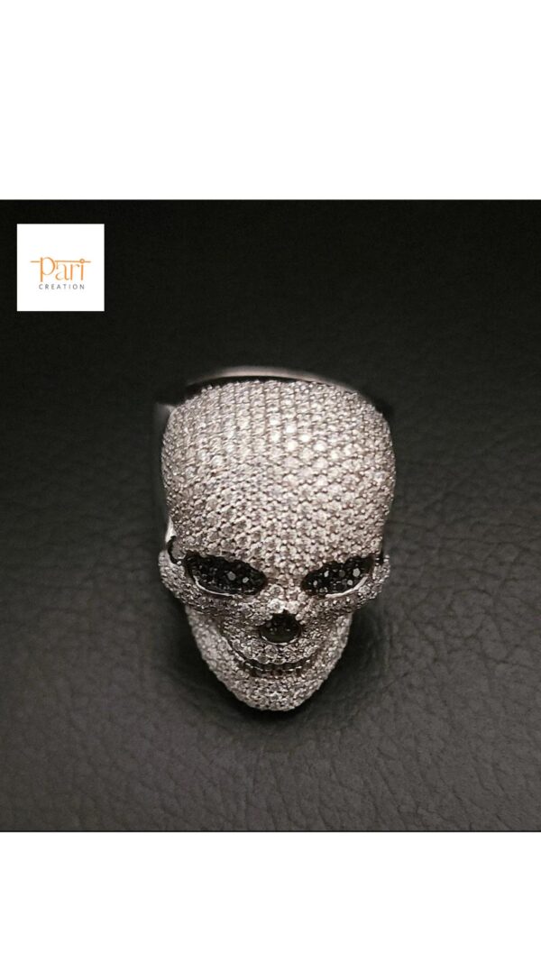 Iced Out Skull Ring Made in 925 Sterling Silver Studded with VVS Colorless Moissanite Stone Unique Ring Hip hop Ring Ghost Style