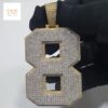 Golden Numbers 2"Long & 2"Wide Made With 14 KT Gold/10 KT Gold Embellished With Moissanite Diamonds Available In Single / Double Digit Both.