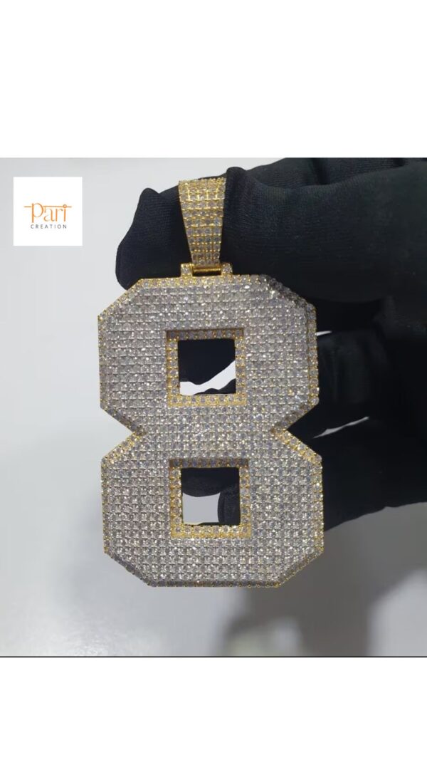 Golden Numbers 2"Long & 2"Wide Made With 14 KT Gold/10 KT Gold Embellished With Moissanite Diamonds Available In Single / Double Digit Both.