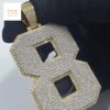 Golden Numbers 2"Long & 2"Wide Made With 14 KT Gold/10 KT Gold Embellished With Moissanite Diamonds Available In Single / Double Digit Both.