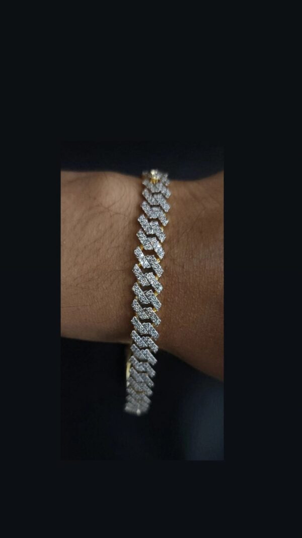 Iced Out Miami Cuban 8 mm Link Bracelet Made In 10 KT Gold Embellished With Shinny Moissanite Diamonds For Anniversary And Birthday Gift