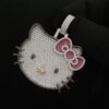 Adorable Iced Out Kitty Pendants Made In 925 Sterling Silver Embellished With Shinny Moissanite Diamonds For The Gift To Cat Lovers