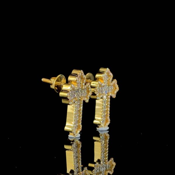 Elegant Cross Earrings Made In 10KT Gold / 14KT Gold Embellished With Shinny Moissanite Diamonds As A Gift To Women's On Special Occasions