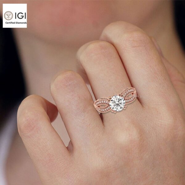 Forever Inn Engagement Wedding Solitaire Women's Ring Made in 18kt Gold Studded With VVS Lab Grown Diamonds, Gift, Handmade Jewelry, Ring
