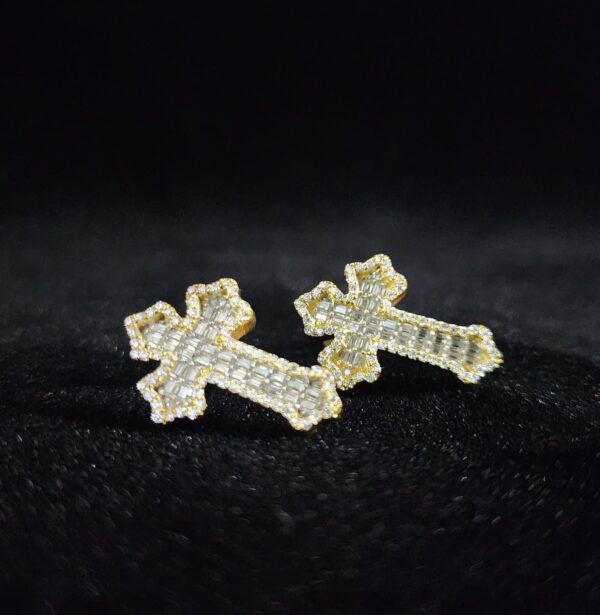 Elegant Cross Earrings Made In 10KT Gold / 14KT Gold Embellished With Shinny Moissanite Diamonds As A Gift To Women's On Special Occasions